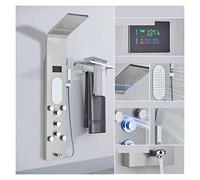 Doccia con controllo touch, Rubinetto for doccia con luce a LED nera Bagno SPA Massaggio Doccia a getto Colonna Cascata Pannello doccia a pioggia Bidet Spruzzatore Rubinetto(8025 Brushed C)