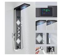 Doccia con controllo touch, Rubinetto for doccia con luce a LED nera Bagno SPA Massaggio Doccia a getto Colonna Cascata Pannello doccia a pioggia Bidet Spruzzatore Rubinetto(9002 Black Brushed)
