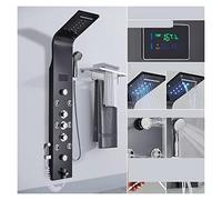 Doccia con controllo touch, Rubinetto for doccia con luce a LED nera Bagno SPA Massaggio Doccia a getto Colonna Cascata Pannello doccia a pioggia Bidet Spruzzatore Rubinetto(8009 Black B)