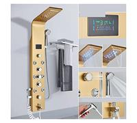 Doccia con controllo touch, Rubinetto for doccia con luce a LED nera Bagno SPA Massaggio Doccia a getto Colonna Cascata Pannello doccia a pioggia Bidet Spruzzatore Rubinetto(8009 Gold)