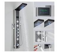 Doccia con controllo touch, Rubinetto for doccia con luce a LED nera Bagno SPA Massaggio Doccia a getto Colonna Cascata Pannello doccia a pioggia Bidet Spruzzatore Rubinetto(9006 Black Brushed)