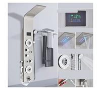 Doccia con controllo touch, Rubinetto for doccia con luce a LED nera Bagno SPA Massaggio Doccia a getto Colonna Cascata Pannello doccia a pioggia Bidet Spruzzatore Rubinetto(8006 Brushed A)