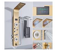 Doccia con controllo touch, Rubinetto for doccia con luce a LED nera Bagno SPA Massaggio Doccia a getto Colonna Cascata Pannello doccia a pioggia Bidet Spruzzatore Rubinetto(8006 Gold)