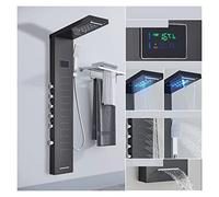 Doccia con controllo touch, Rubinetto for doccia con luce a LED nera Bagno SPA Massaggio Doccia a getto Colonna Cascata Pannello doccia a pioggia Bidet Spruzzatore Rubinetto(8013 Black D)
