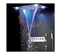 Doccia con controllo touch, Set doccia di musica di lusso, LED Big Rain Curtain Soffione a cascata Massaggio Rubinetti termostatici ad alto flusso 2 '' Body Jets(Whole shower set)