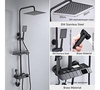 Doccia con controllo touch, Set Rubinetto Doccia Rubinetto Doccia A Pioggia Bagno Con Display Digitale, Colonna Doccia A Pioggia Con Rubinetto Bidet Bianco Nero Grigio(Black-12inch)