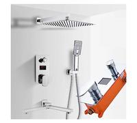 Doccia con display digitale della temperatura, set di rubinetti for doccia da bagno cromati, miscelatori for soffione doccia a pioggia incorporati(8 inch 3-ways)