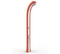 Doccia con doppio attacco per acqua calda e fredda Spring Plus Doccia tradizionale per interni e esterni in Polietilene HD con Miscelatore acqua e Doccino mobile Colore Arancio e Inox