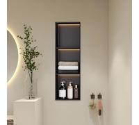 Doccia con luce LED - nero opaco in acciaio inox da incasso - nessuna piastrella necessaria per una facile installazione - design moderno per bagni eleganti
