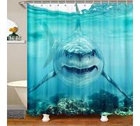 doccia con squalo per bancarelle vasche da bagno 3D pesce squalo bagno doccia set bagno a tema marino oceano bagno animali selvatici in mare tende da bagno impermeabili 180 x 180 cm