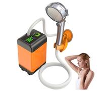 Doccia da campeggio 12V 4800MAH Monitoraggio della temperatura ricaricabile con doccia con, staffa di aspirazione e filtro staccabile per zaino in spalla, escursioni, esterno, |.Testa portatil