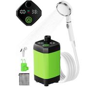 Doccia da Campeggio, Doccia Portatile Aggiornata con Display di Temperatura e Potenza, Doccia Esterna con 6000mAh Batteria Ricaricabile per Spiaggia Giardino Lavaggio Auto, Escursioni