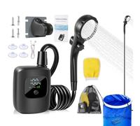 Doccia da campeggio portatile in ABS 2400 mAh batteria IPX8 impermeabile | Acqua forte con visualizzazione della temperatura e controllo della pressione | 4 modalità di spruzzo doccia esterna ultra