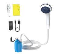 Doccia da campeggio portatile PD, ricarica rapida, USB-C a USB-C, adattatore per auto, 12 V, set doccia con filtro e tubo da 1,8 m, per campeggio, camper, viaggi, biancheria per cani (blu - USB-C con