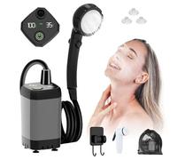 Doccia da campeggio portatile, pompa doccia da campeggio con batteria ricaricabile 6000mAh e indicatore di temperatura, testa doccia multifunzione e 2M