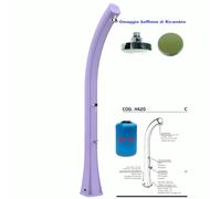 Doccia da Esterno in Resina A riscaldamento solare HAPPY XL CON LAVAPIEDI 35 lt Dimensioni 26x20,5x h 220 cm - peso 13 kg Colore Viola viola