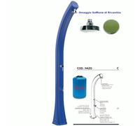 Doccia da Esterno in Resina A riscaldamento solare HAPPY XL CON LAVAPIEDI 35 lt Dimensioni 26x20,5x h 220 cm - peso 13 kg Colore BLU blu