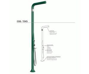 Doccia da Esterno Tradizionale FUNNY YANG CON DOCCINO ESTRAIBILE VERDE, per Giardino Dimensioni 17x17x h 210 cm peso 9,5 kg, Miscelatore Arkema caldo freddo verde