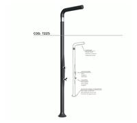 Doccia da Esterno Tradizionale FUNNY YANG CON LAVAPIEDI ANTRACITE, per Giardino Dimensioni 17x17x h 210 cm peso 9,5 kg, Miscelatore Arkema caldo freddo aantracite