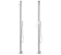 Doccia da Giardino con Base Grigia 225 cm in Acciaio Inox