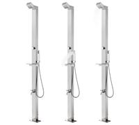 Doccia da Giardino con Base Grigia 225 cm in Acciaio Inox