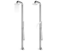 vidaXL Doccia da Giardino con Base Grigia 230 cm in Acciaio Inox
