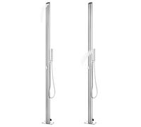 Doccia da Giardino con Base Marrone 225 cm in Acciaio Inox
