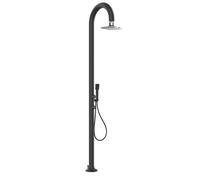 Doccia da Giardino esterno in Alluminio LUNA-ALU-D-NERA-LED Acqua Calda e Fredda Dimensioni 17x17x h 223 cm con Miscelatore e Doccino mobile acqua calda e Fredda da esterno Nero nero