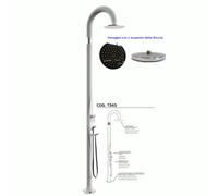 Doccia da Giardino Piscina in Resina FUNNY YIN BIANCO Dimensioni 232x30x17 cm - peso 10 kg con Soffione 250 mm Con Doccino mobile bianco
