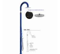 Doccia da Giardino Piscina in Resina FUNNY YIN BLU Dimensioni 232x30x17 cm - peso 10 kg con Soffione 250 mm Con Doccino mobile blu