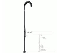 Doccia da Giardino Piscina in Resina FUNNY YIN RUBY CON LAVAPIEDI Dimensioni 232x30x17 cm - peso 9,5 kg design Curvo Con Miscelatore Caldo-Freddo aantracite