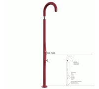 Doccia da Giardino Piscina in Resina FUNNY YIN RUBY CON LAVAPIEDI Dimensioni 232x30x17 cm - peso 9,5 kg design Curvo Con Miscelatore Caldo-Freddo rosso