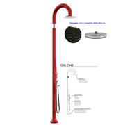 Doccia da Giardino Piscina in Resina FUNNY YIN RUBY Dimensioni 232x30x17 cm - peso 10 kg con Soffione 250 mm Con Doccino mobile rosso