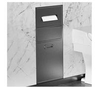 Doccia da incasso a parete in acciaio inox con bidone della spazzatura senza piastrelle richieste, mensola grigia per hotel e cucina di casa 30 x 65 x 14 cm