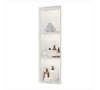 Doccia da parete in acciaio inox con luce a LED integrata, mensola portaoggetti per bagno, non richiede piastrelle (bianco, 90 x 28 x 12,5 cm)