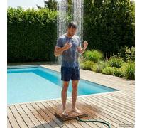 vidaXL Doccia da Pavimento Giardino WPC e acciaio inossidabile 201, Doccia Regolabile, Design Antiscivolo, Stile Giardino, Portatile, Bagno Esterno, Divertente e Compatto