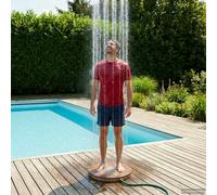 vidaXL Doccia da Pavimento Giardino WPC e acciaio inossidabile 201, Doccia Regolabile, Design Antiscivolo, Stile Giardino, Portatile, Bagno Esterno, Divertente e Compatto