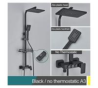 Doccia Digitale, Rubinetti for doccia da bagno neri Interruttore a pulsante a 3/4 vie Miscelatore termostatico o caldo freddo Sistemi Display digitale con ripiano(Black A3-2)