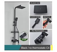 Doccia Digitale, Rubinetti for doccia da bagno neri Interruttore a pulsante a 3/4 vie Miscelatore termostatico o caldo freddo Sistemi Display digitale con ripiano(Black C4)
