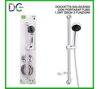 DOCCIA DOCCETTA ASTA SALISCENDI 3 FUNZIONI CON PORTASAPONE TUBO 1,5 MT VASCA