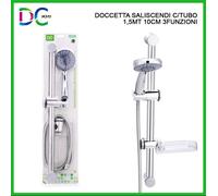 DOCCIA DOCCETTA ASTA SALISCENDI 3 FUNZIONI PORTASAPONE TUBO 1,5 MT 10 CM VASCA