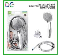 DOCCIA DOCCETTA POWER CON TUBO FLESSIBILE 1,5 METRI 3 FUNZIONI + SUPPORTO MURO