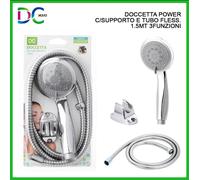 DOCCIA DOCCETTA POWER CON TUBO FLESSIBILE 1,5 METRI 3 FUNZIONI + SUPPORTO MURO