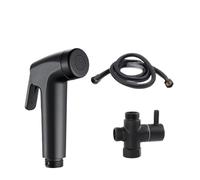 Doccia for WC nera, bidet, doccetta portatile, tubo flessibile, valvola, spray, sanitario musulmano, kit Shattaf, supporto for bagno, Shattaf V27(Package 8)