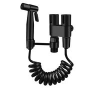 Doccia Igienica For Bagno, Bidet, Doccetta, Doppia Uscita, Valvola Angolare, Set Di Accessori For Il Bagno, Bidet, Sedile For WC(Black)