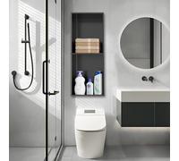 Doccia in acciaio inox 304 con luce LED, nessuna piastrella richiesta, base inclinata a 90,5° per zero macchie d'acqua, soluzione ideale per riporre oggetti da parete del bagno