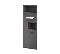 Doccia in acciaio inox con cestino e portascopino da parete per bagno (grigio, 30 x 78 x 14 cm) Soluzione salvaspazio
