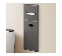 Doccia in acciaio inox con doppi ripiani e bidone della spazzatura, soluzione di archiviazione da parete grigia per bagno, 52 x 20 x 13,5 cm, design moderno e costruzione durevole