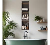 Doccia in acciaio inox - Mensola da incasso a parete per bagno, nessuna piastrella richiesta, durevole doccia nero, perfetto per gli elementi essenziali del bagno