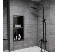 Doccia in acciaio inox nero con luce LED integrata, facile da installare, nessuna piastrellatura richiesta, design moderno per un'esperienza di bagno simile a una spa